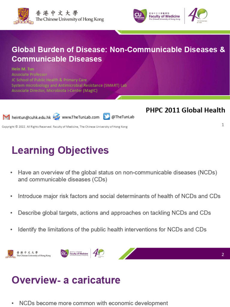 Global Burden of NCDs and CDs Overview | PDF | Non Communicable Disease ...