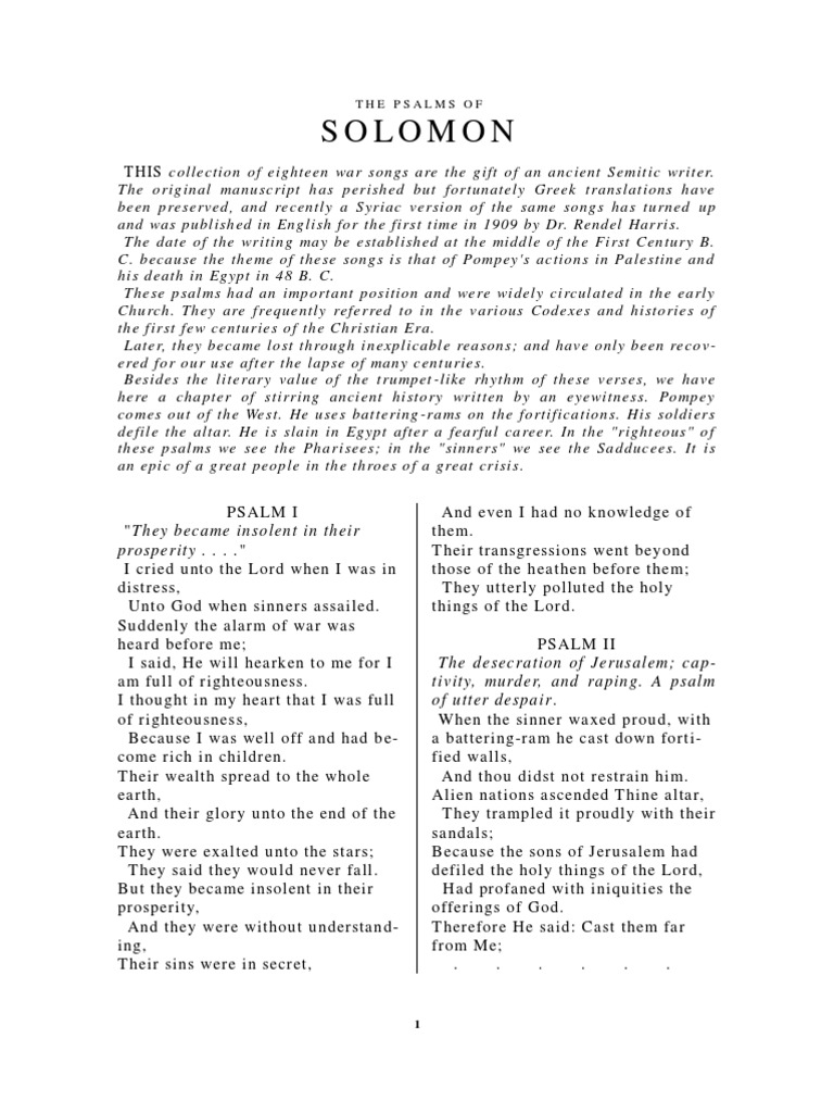 Psalms of Solomon Download Free PDF Sin Theism