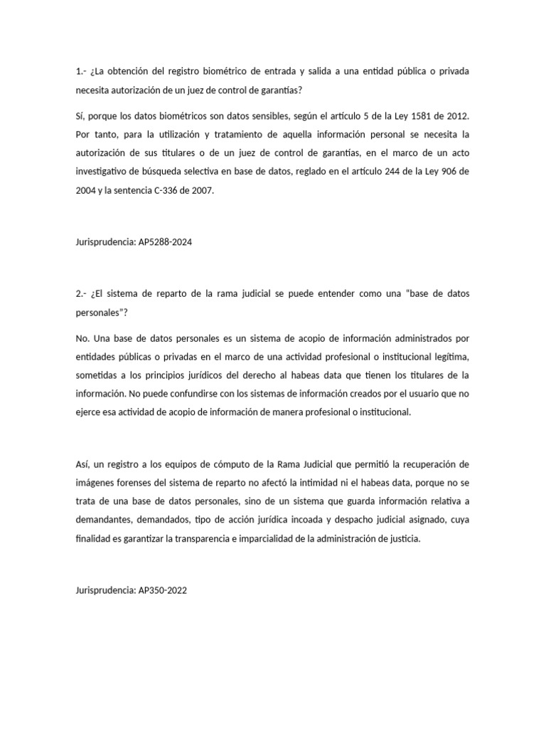 Registro biométrico y datos sensibles en justicia | PDF | Bancos | Caso ...