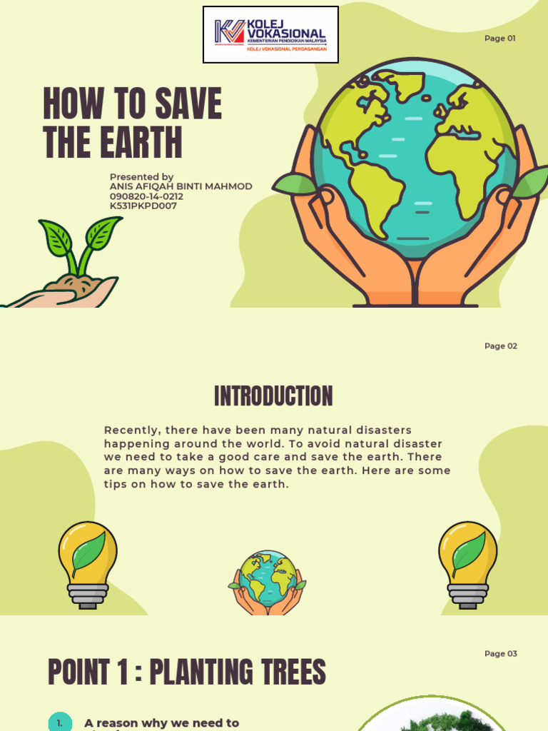 How To Save The Earth Presentation | PDF