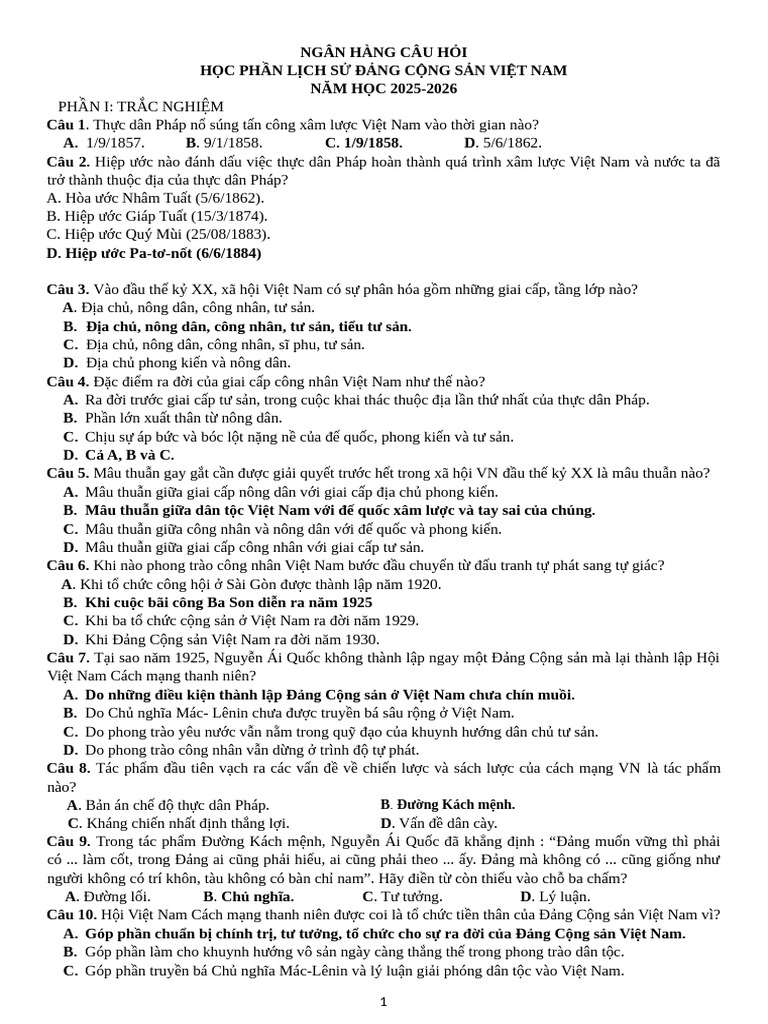 Ngan Hang Cau Hoi LSD | PDF
