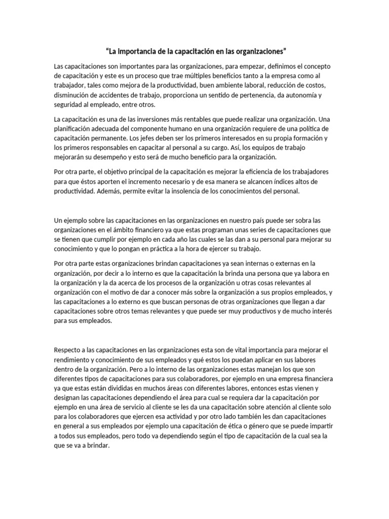 Capacitación: Clave para el Éxito Organizacional | PDF | Business ...