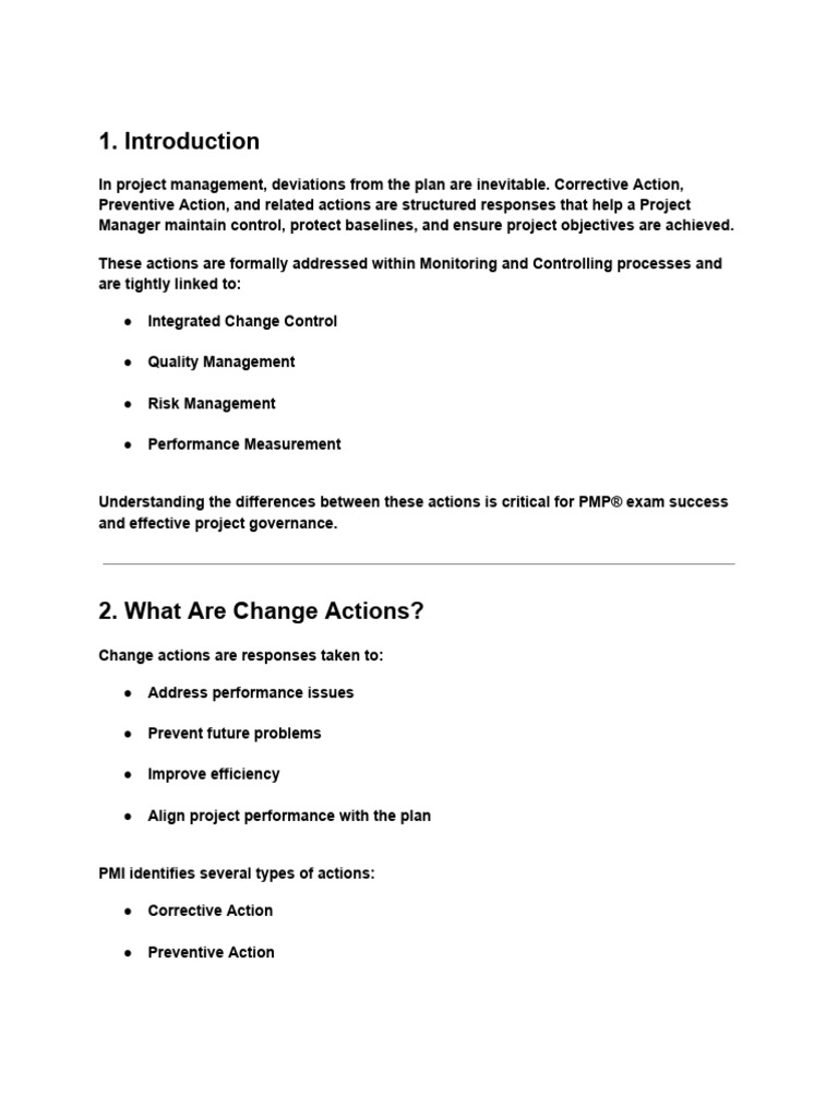 Project Management Action Types Explained | PDF | Project Management ...