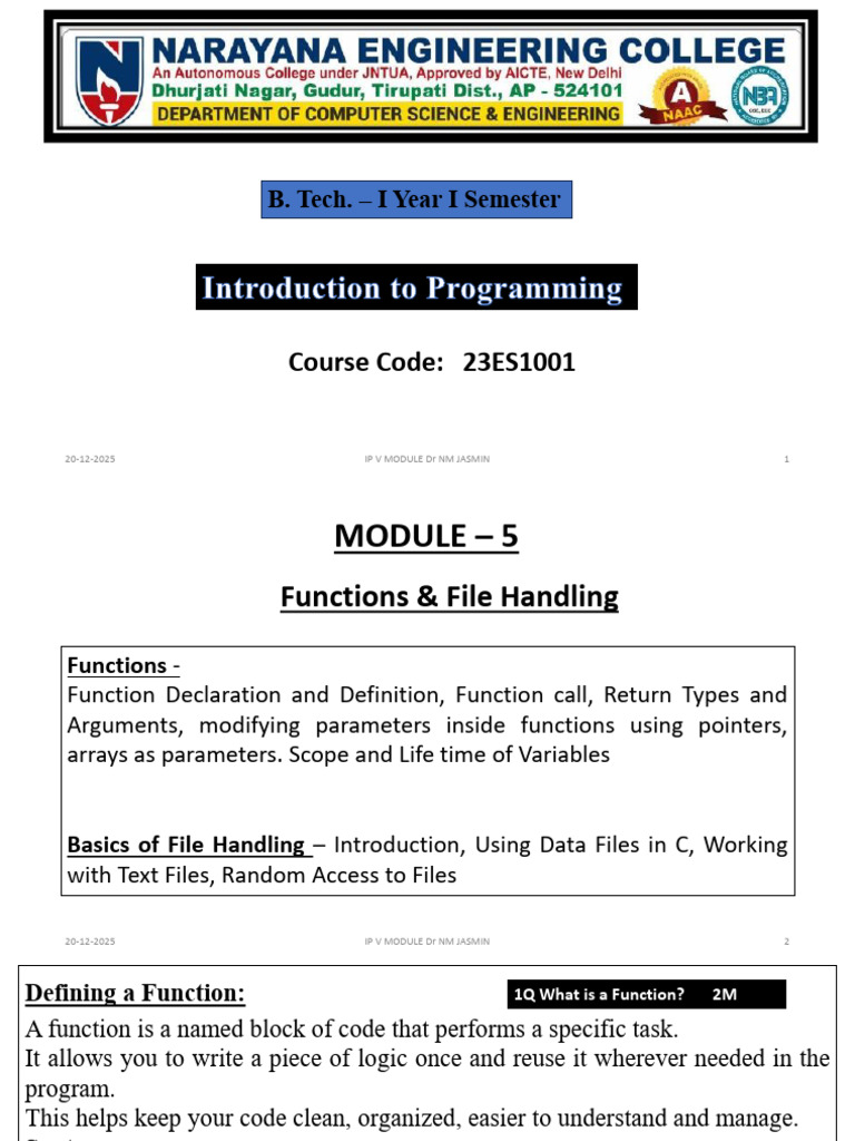 Functions and File Handling in C | PDF | Parameter (Computer ...