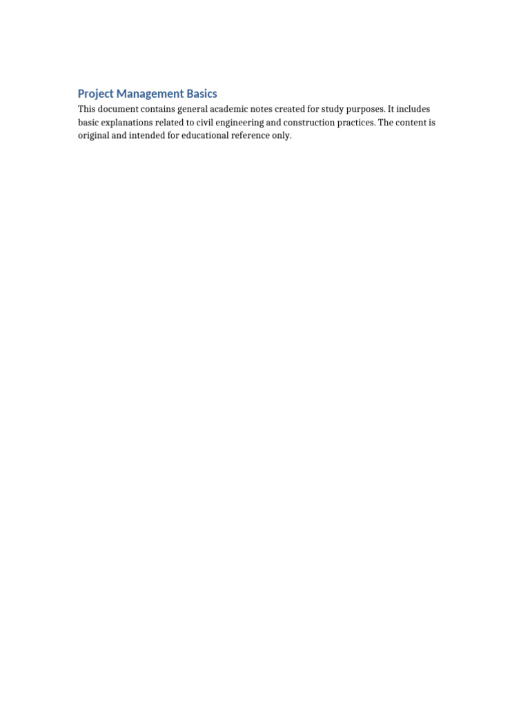 Project Management Basics in Civil Engineering | PDF