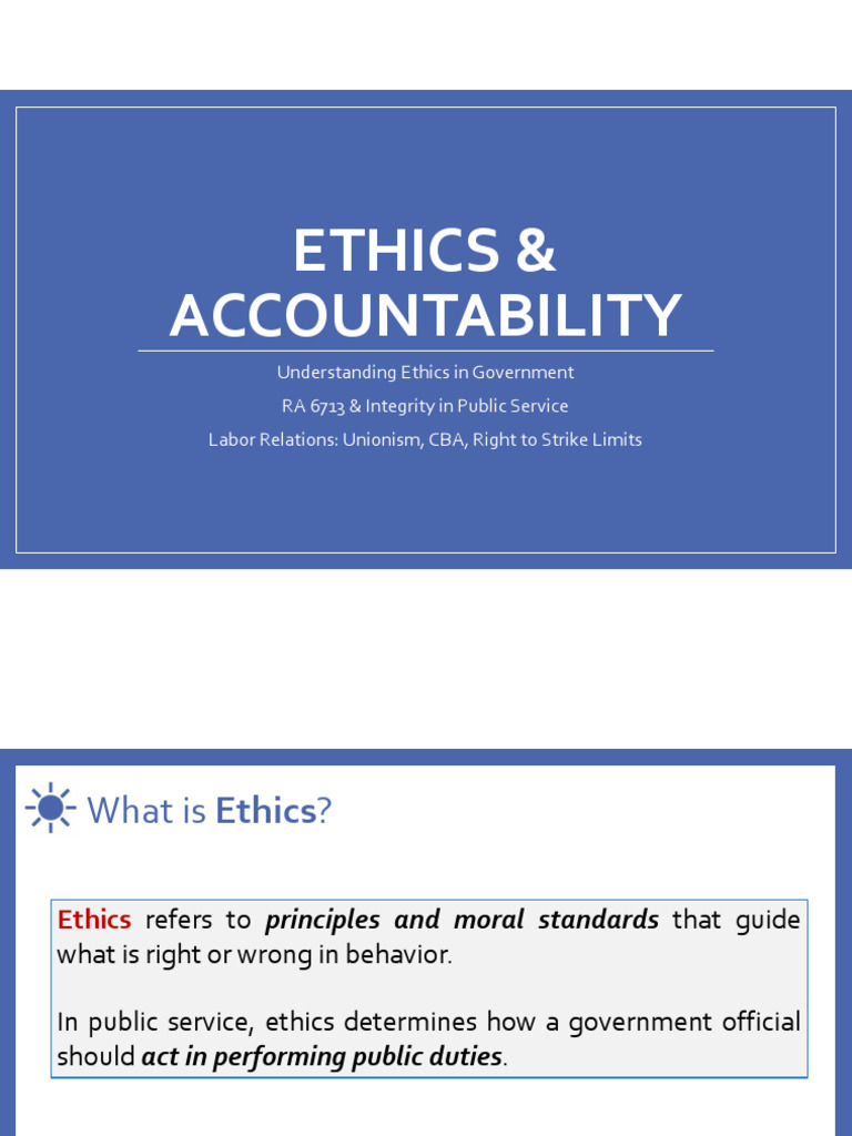 Ethics and Accountability in Government | PDF | Accountability | Integrity