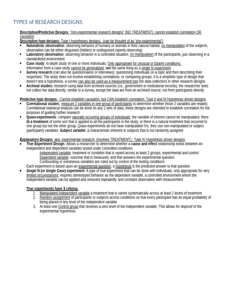 TYPES of RESEARCH DESIGNS Categories of Empirical Designs | PDF ...