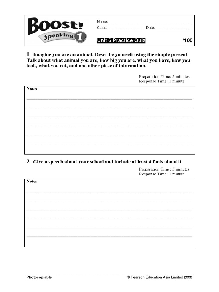 Unit 6 Speaking Practice Quiz | PDF | Linguistics | Human Communication