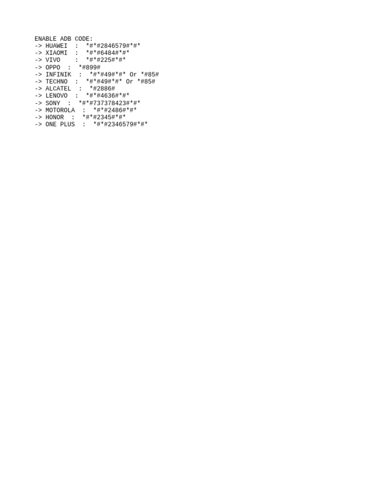 ADB Code Activation for Smartphones | PDF