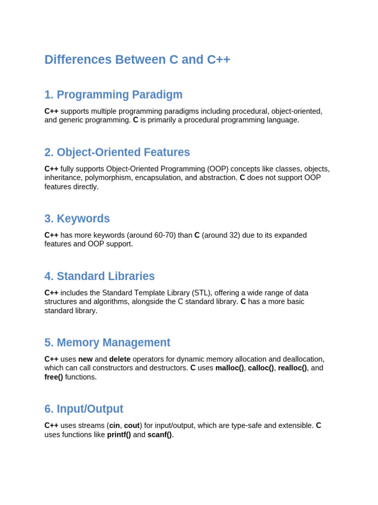 C vs C++: Key Programming Differences | PDF | C++ | Object Oriented ...