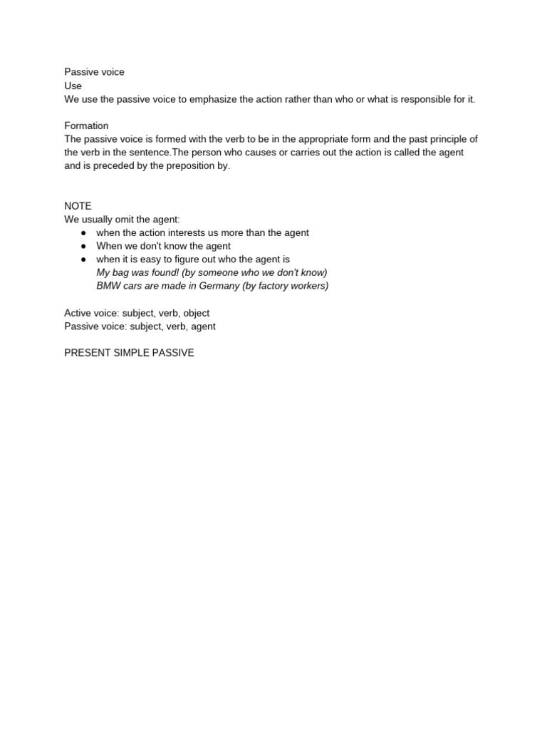 Understanding Passive Voice Usage | PDF