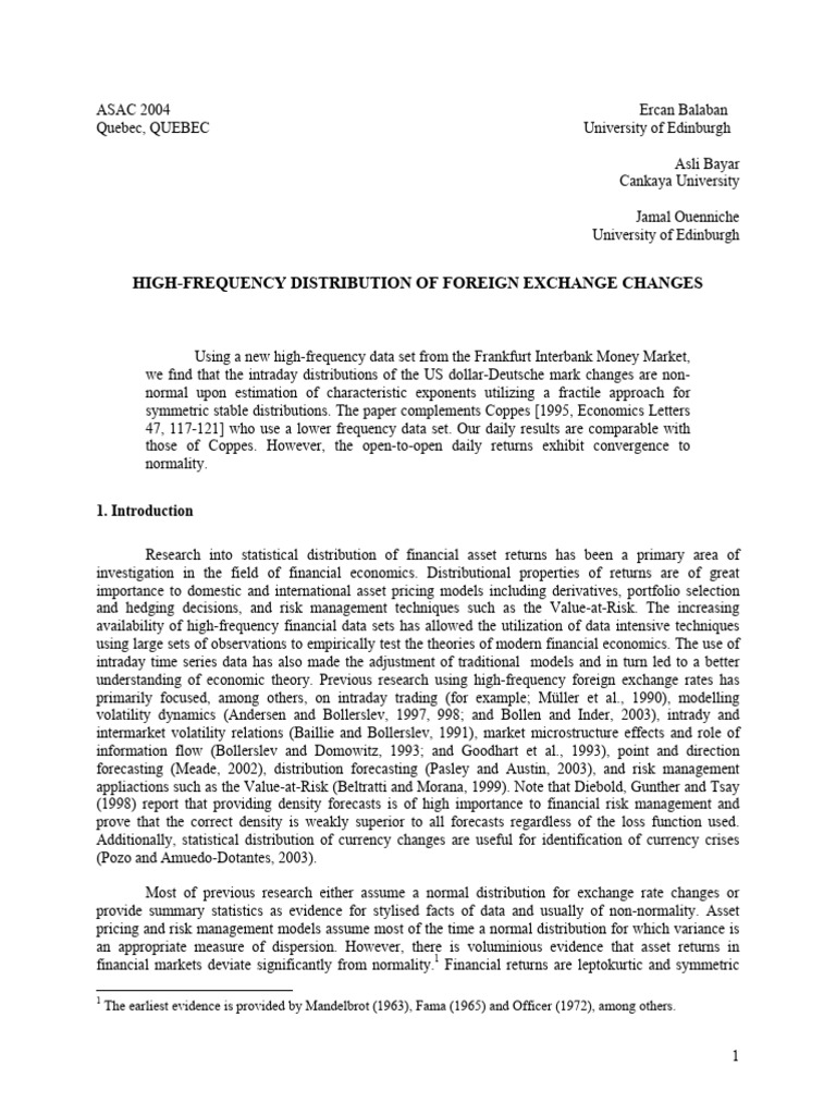 High-Frequency FX Change Distributions | PDF | Financial Economics ...