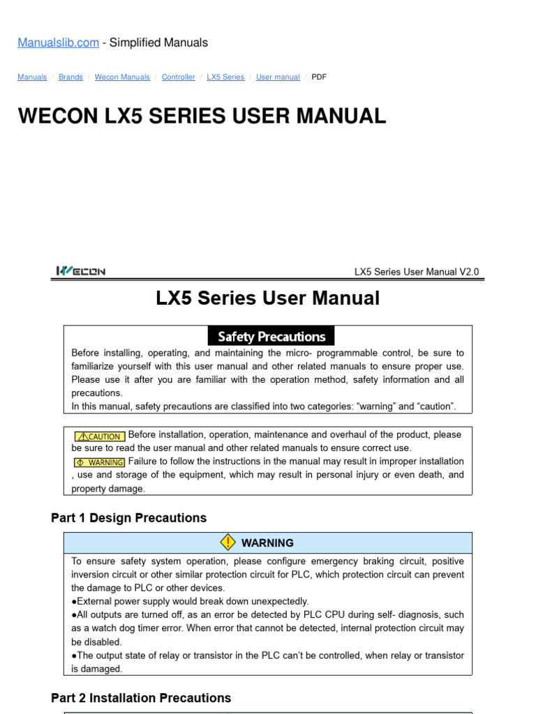 Wecon LX5 Series User Manual | PDF | Programmable Logic Controller ...