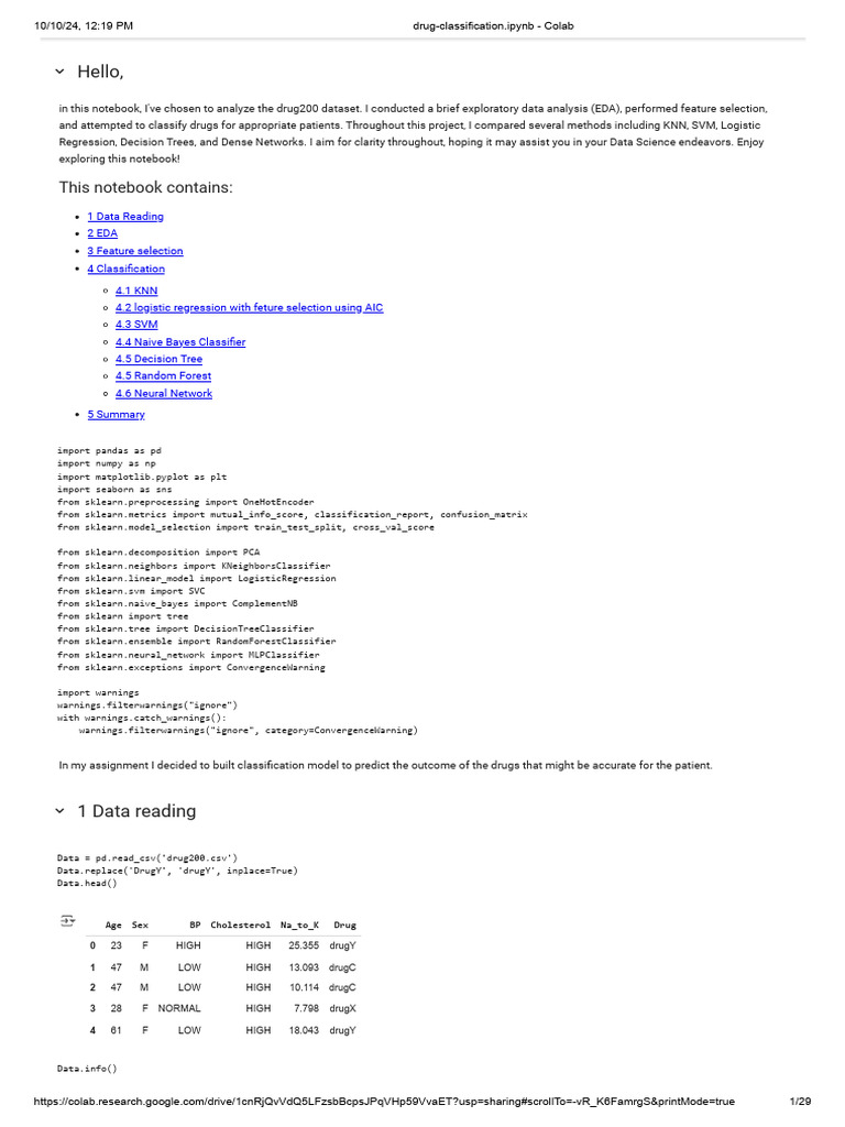 Drug Classification Analysis EDA | PDF | Categorical Variable ...