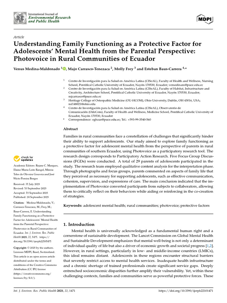 Family Functioning & Adolescent Mental Health | PDF | Psychological ...