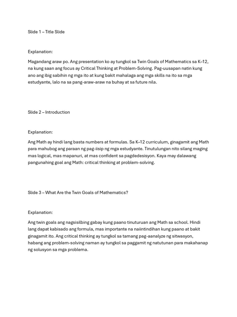 Explanation Per Slide | PDF