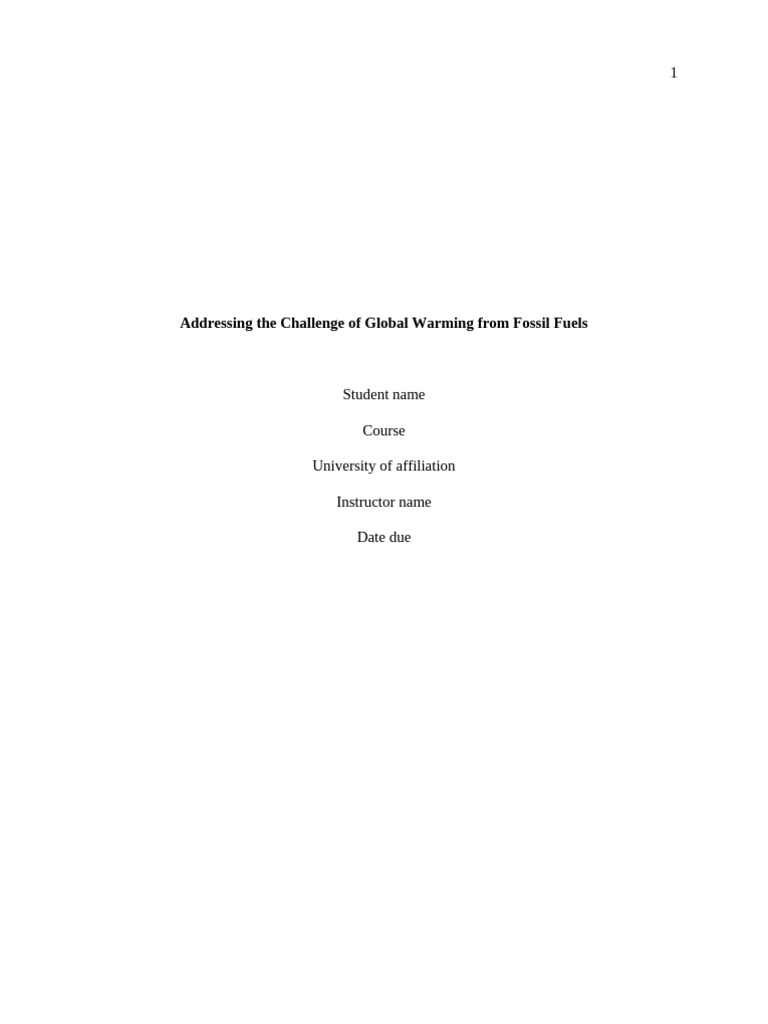 Addressing the Challenge of Global Warming from Fossil Fuels | PDF ...