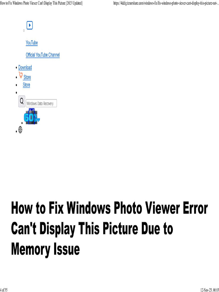 Fix Windows Photo Viewer Memory Error | PDF | Smartphone | Android ...