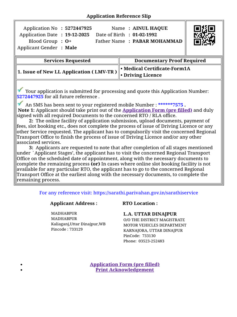 Driving Licence Application Reference 5272447925 | PDF