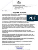 Fifield - Media Release - Labor's NDIS Lip Service - 27 June 2012