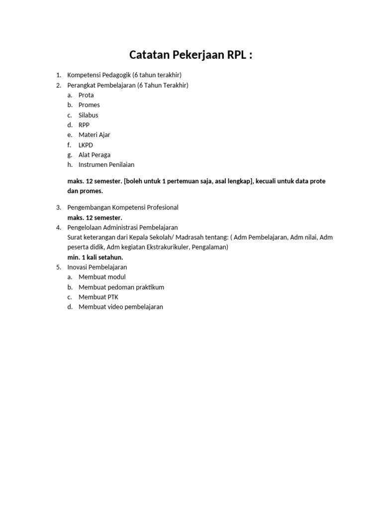 Lembar Kerja RPL PPG Pai 2025 | PDF