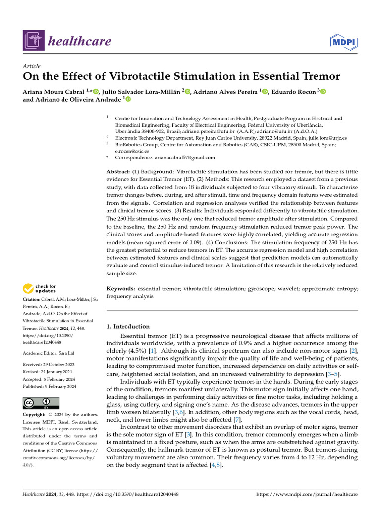 47 - On The Effect of Vibrotactile Stimulation in Essential Tremor ...