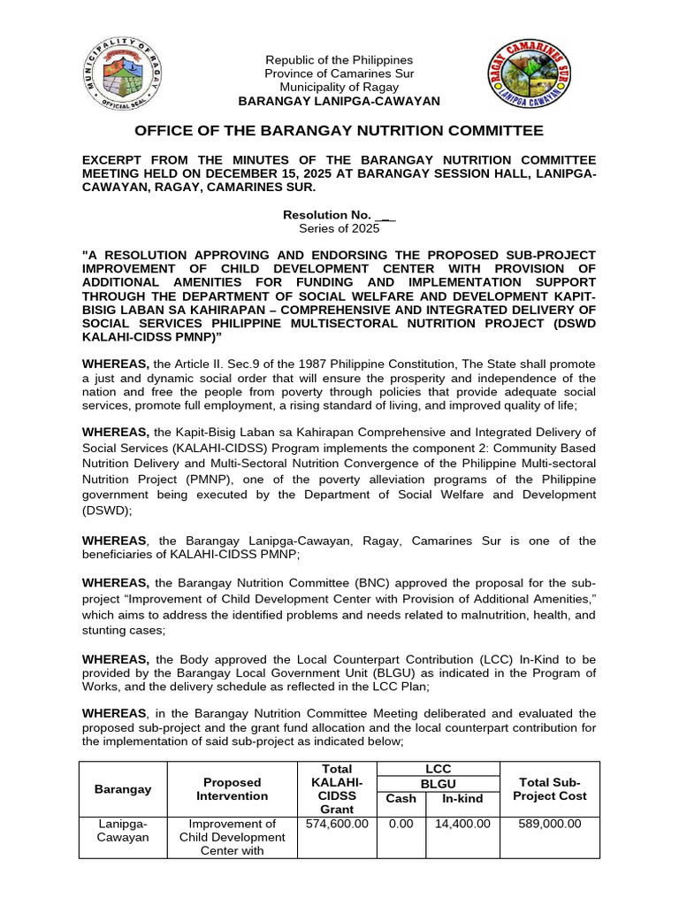 Resolution Approving Sp-Pmnp-Template | PDF | Social Policy | Poverty