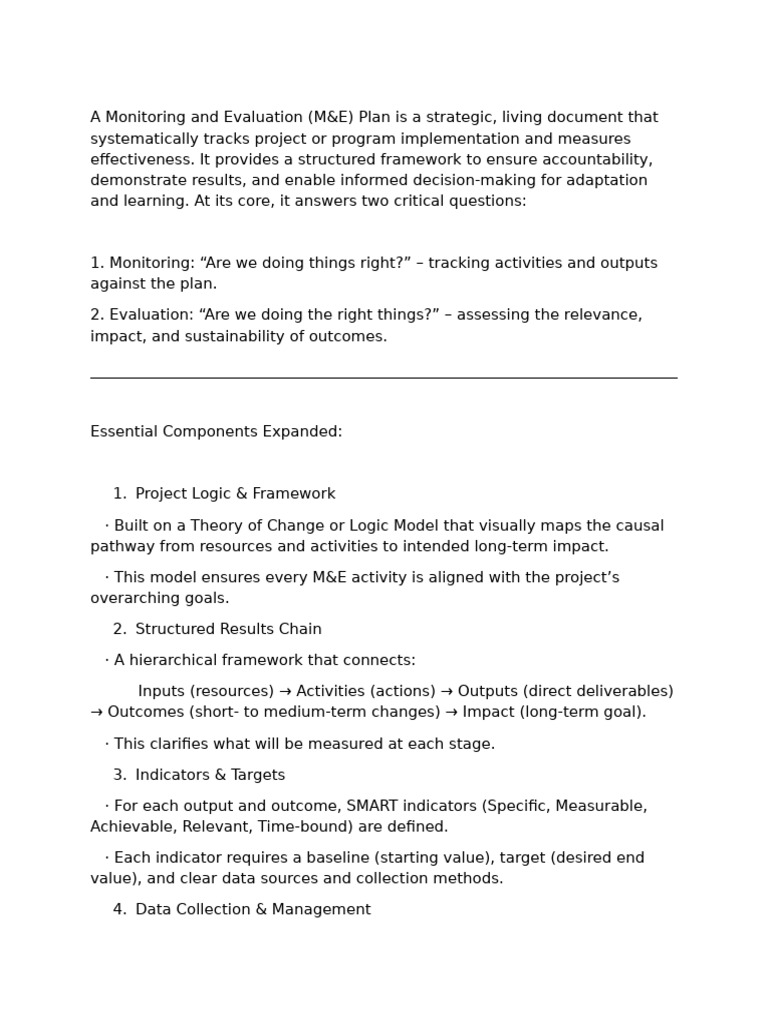Monitoring and Evaluation Plan New | PDF | Business