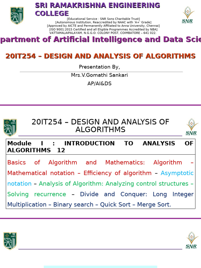 Design and Analysis of Algorithms Guide | PDF | Computational ...