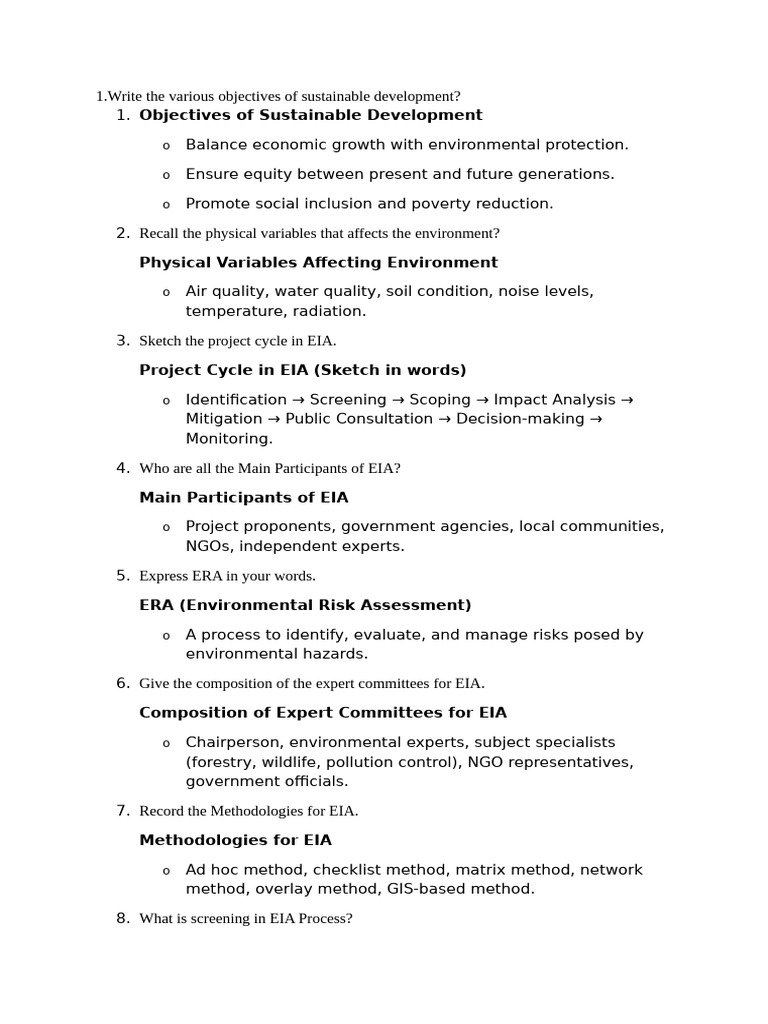Sustainable Development and EIA Overview | PDF | Environmental Impact ...