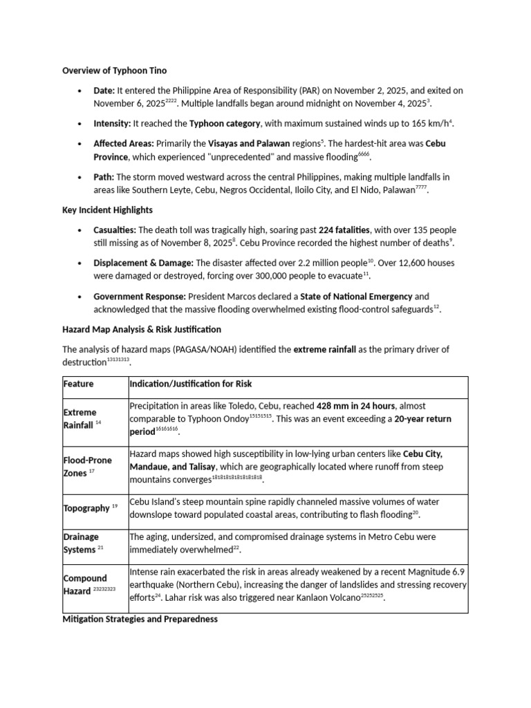 Overview of Typhoon Tino | PDF | Flood | Natural Hazards