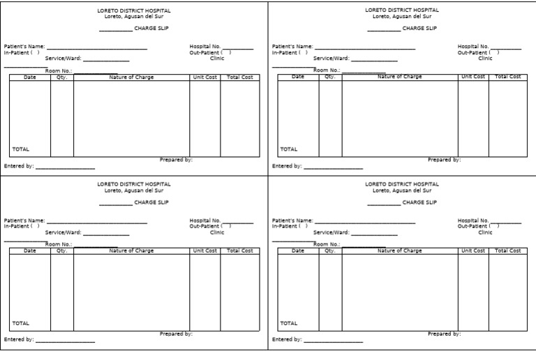 Loreto District Hospital Charge Slip | PDF | Hospital | Health Care