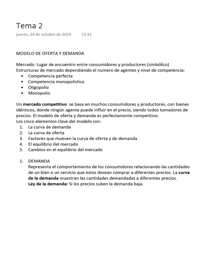 Oferta y Demanda: Fundamentos del Mercado | PDF | Oferta y demanda ...