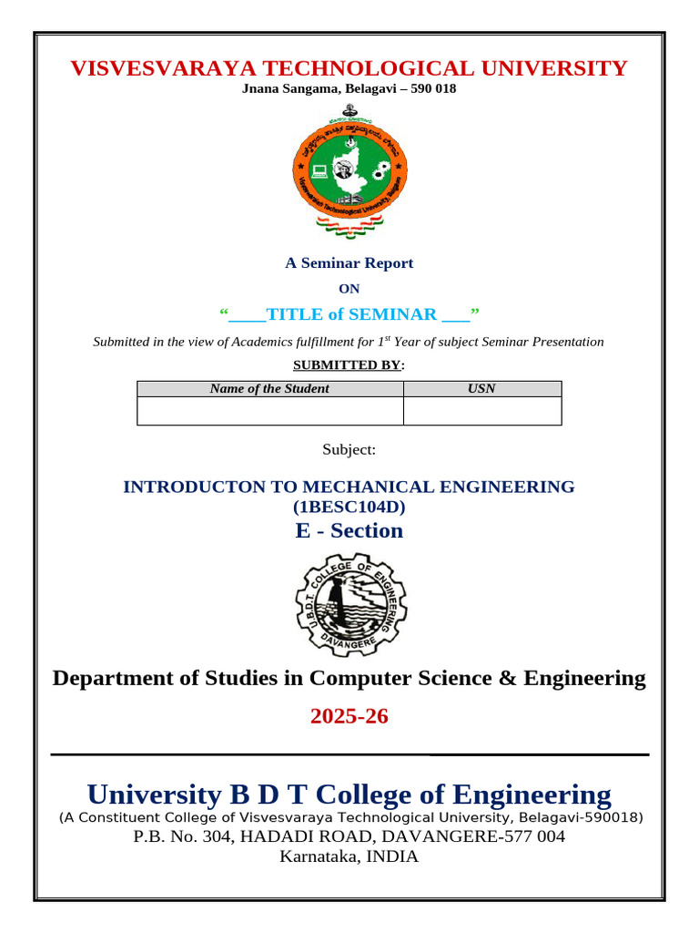 Seminar Report on Mechanical Engineering | PDF