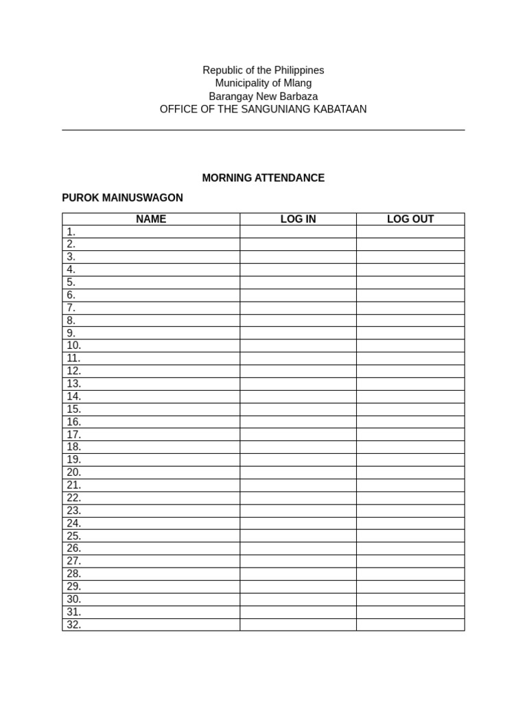 Mlang SK Attendance Log Template | PDF | Chess Openings | Chess Theory