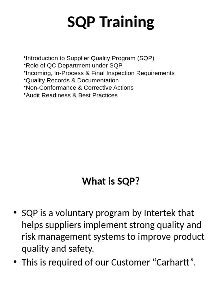 Supplier Quality Program Training Guide | PDF