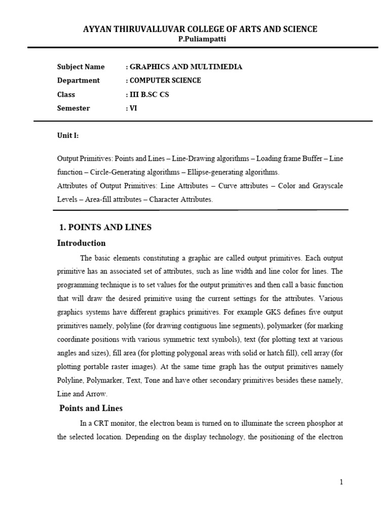 Graphics and Multimedia Notes | PDF | Rgb Color Model | Pixel