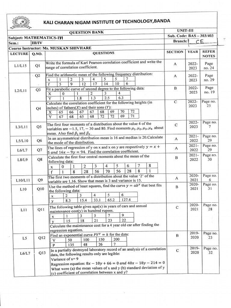 Maths Iii QB Unit 3 | PDF