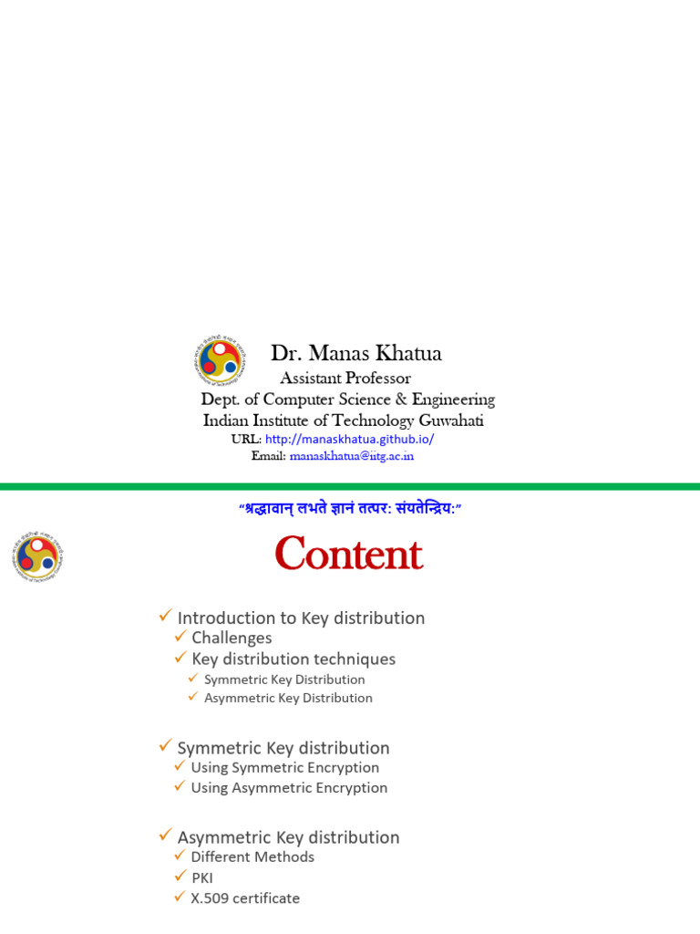 PPT8 Key Distribution DHK | PDF | Key (Cryptography) | Public Key ...