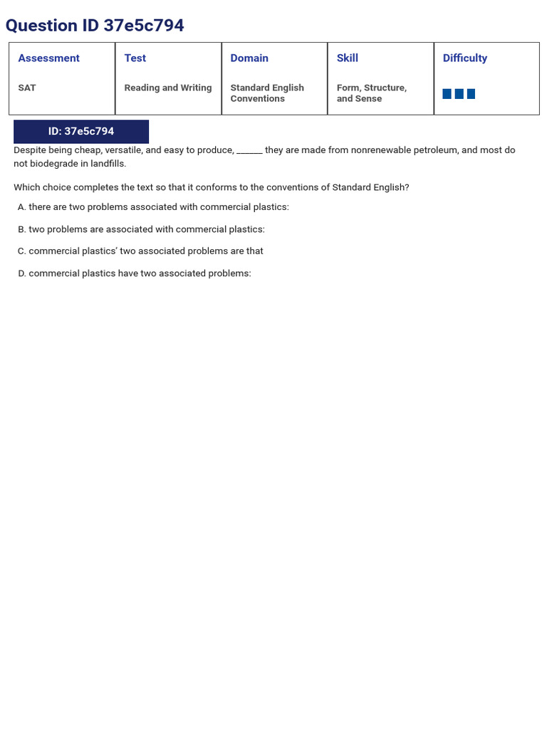 SAT English Conventions Practice Questions | PDF | Cellular Respiration ...