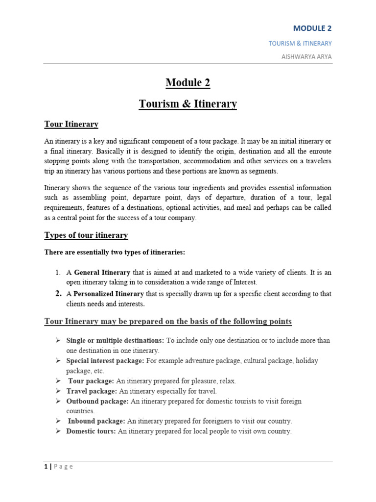 Tourism Itinerary Planning Guide | PDF | Tourism | Taxes