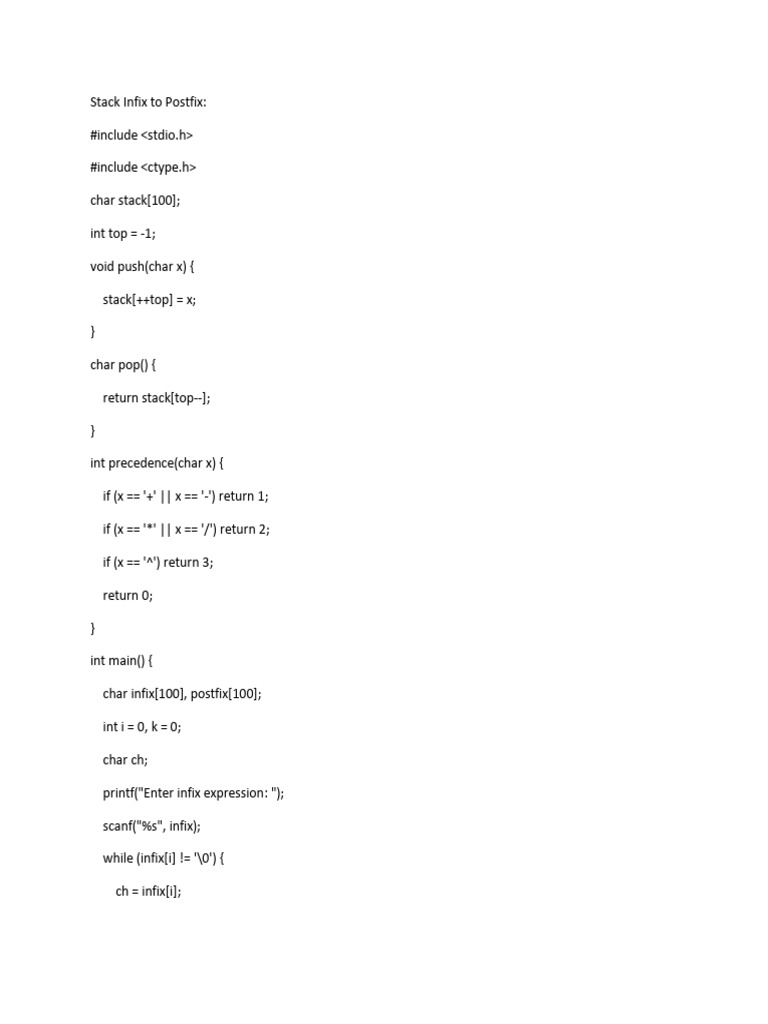 Infix to Postfix Conversion and Evaluation | PDF | Queue (Abstract Data ...