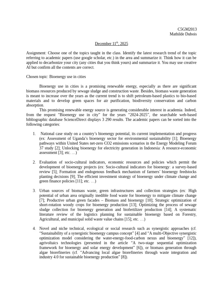 11 Dec C5GM2013 Mathilde Dubois | PDF | Bioenergy | Power Resources