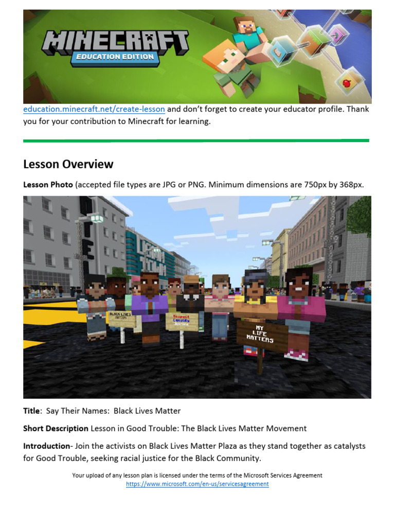 Minecraft BLM Lesson Plan Template | PDF | Black Lives Matter ...