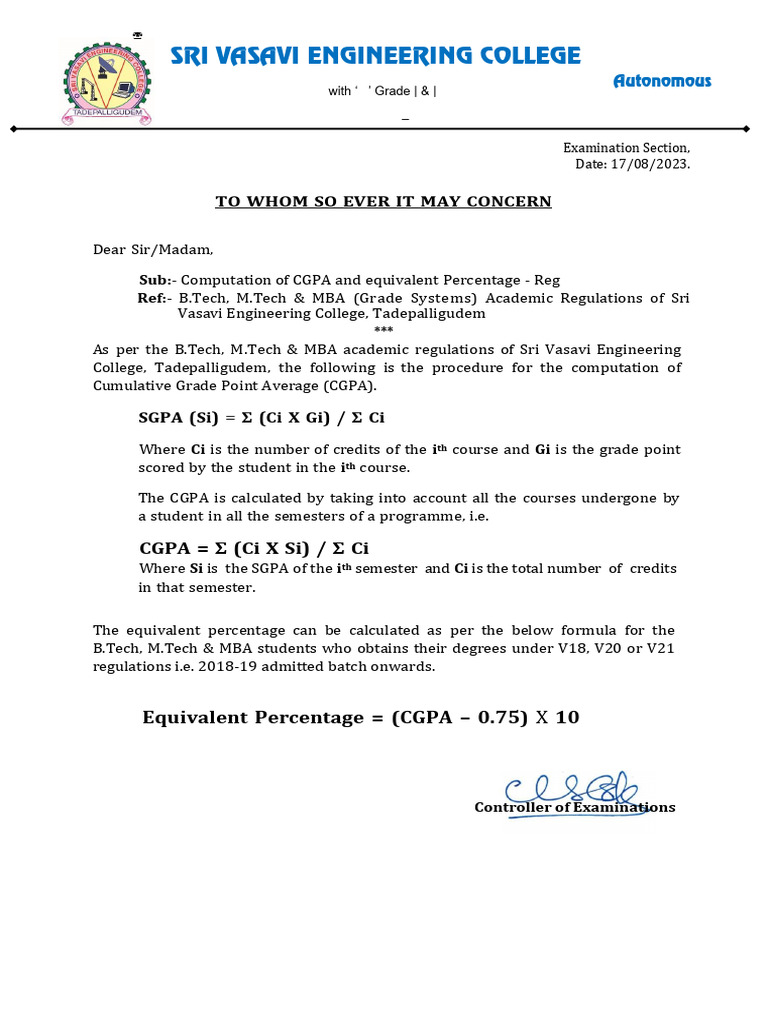 CGPA Calculation Guide for Students | PDF