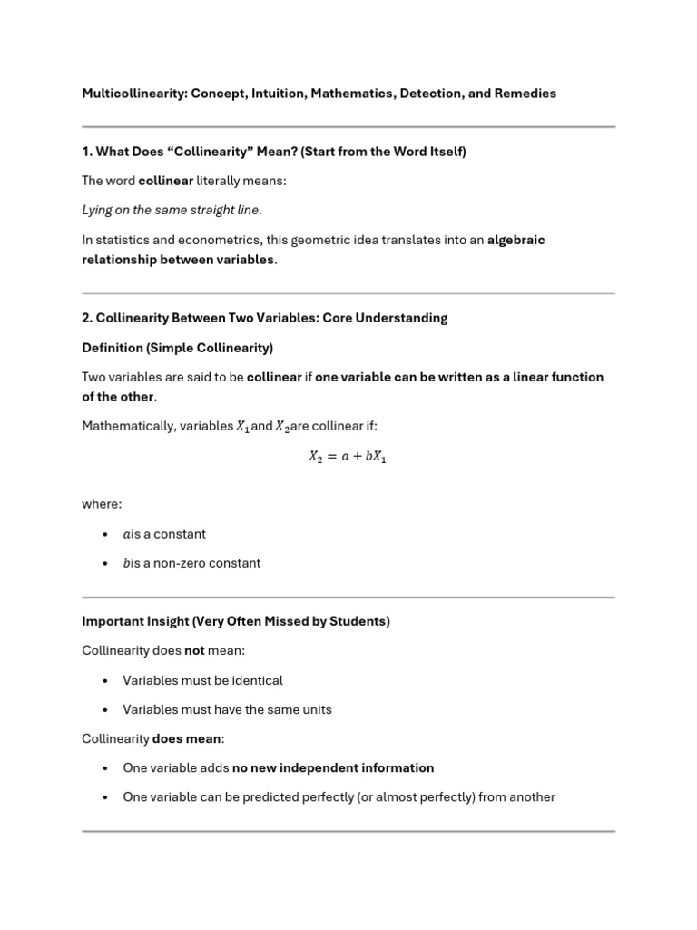 Understanding Multicollinearity in Regression | PDF | Multicollinearity ...