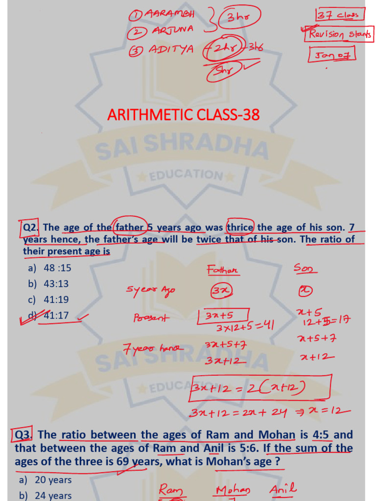 Age Ratio Problems and Solutions | PDF