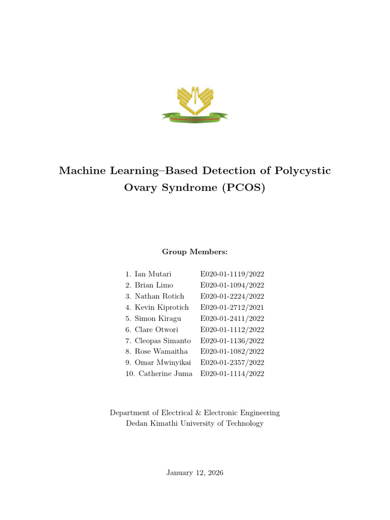 PCOS Detection Using Machine Learning | PDF | Support Vector Machine ...