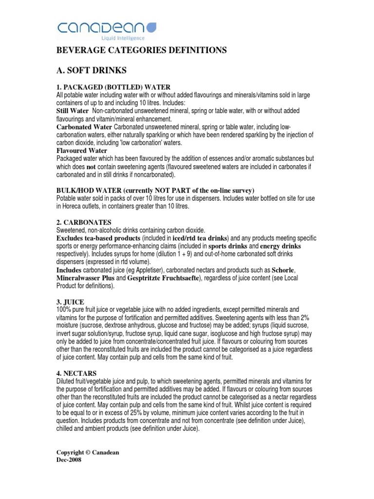 Canadean SD Definitions | PDF | Drink | Beer