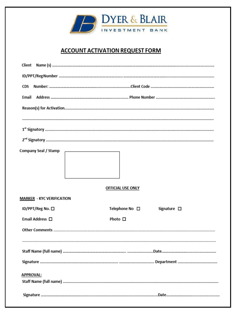Account Activation Request Form | PDF | Telecommunications | Telephony